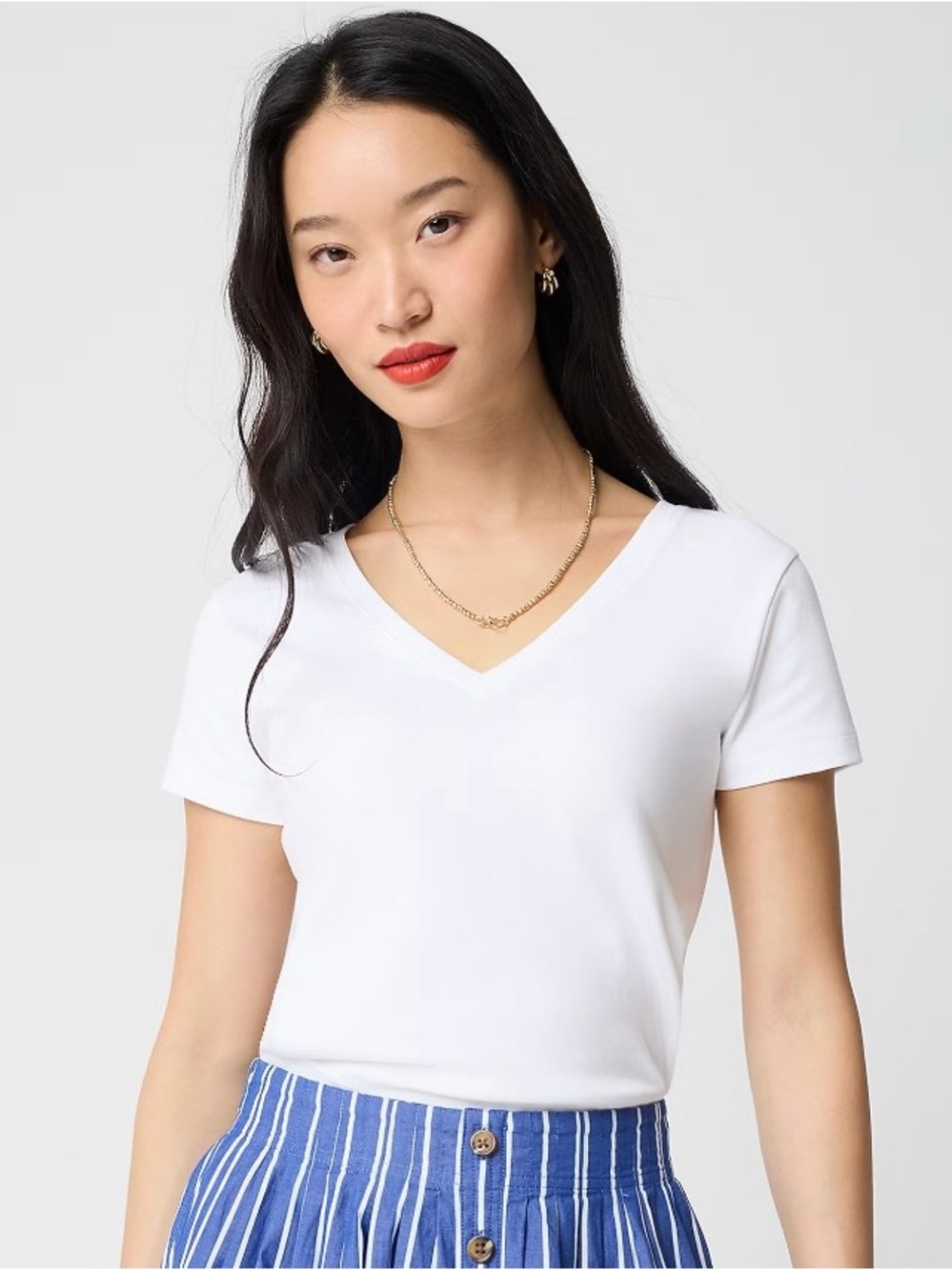 J. Crew Essential V-neck Tee Short Sleeve White